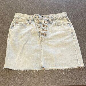Aeropostale Denim Mini Skirt Frayed Hem High Rise Button Fly Size 000